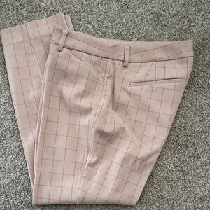 Express Columnist Beige Pants with Salmon large check pattern